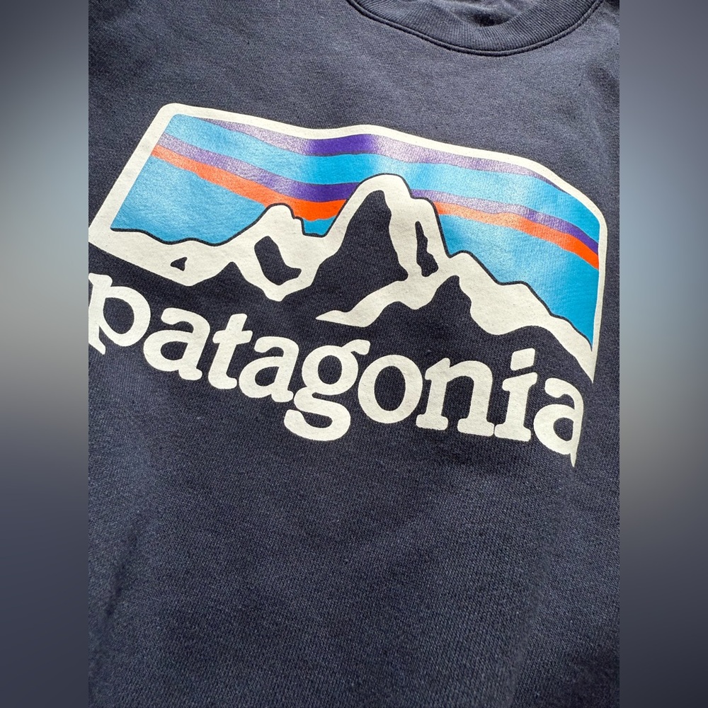 XS Patagonia Blue Crewneck Sweater with Iconic Logo - Picture 10 of 12